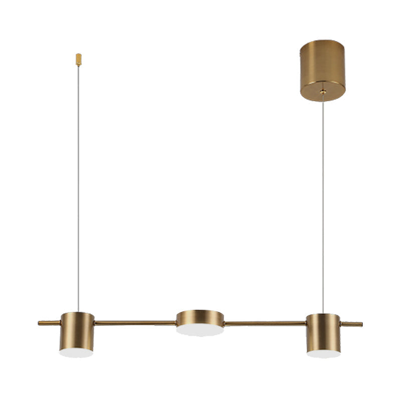 Drum Aluminium Eiland Hanglamp Modern Eenvoudig 3/5-Kops Zwart/Gouden Plafondlamp in Warm/Wit Licht