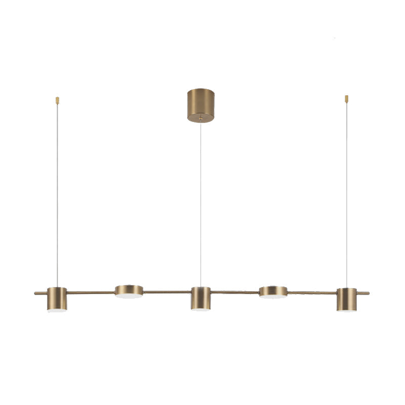 Drum Aluminium Eiland Hanglamp Modern Eenvoudig 3/5-Kops Zwart/Gouden Plafondlamp in Warm/Wit Licht