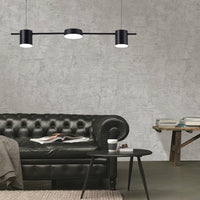 Drum Aluminium Eiland Hanglamp Modern Eenvoudig 3/5-Kops Zwart/Gouden Plafondlamp in Warm/Wit Licht