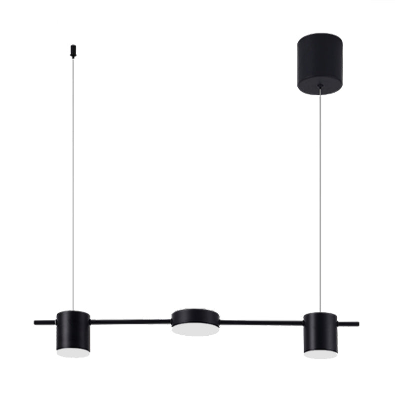 Drum Aluminium Eiland Hanglamp Modern Eenvoudig 3/5-Kops Zwart/Gouden Plafondlamp in Warm/Wit Licht