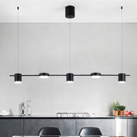 Drum Aluminium Eiland Hanglamp Modern Eenvoudig 3/5-Kops Zwart/Gouden Plafondlamp in Warm/Wit Licht