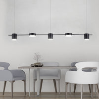 Drum Aluminium Eiland Hanglamp Modern Eenvoudig 3/5-Kops Zwart/Gouden Plafondlamp in Warm/Wit Licht