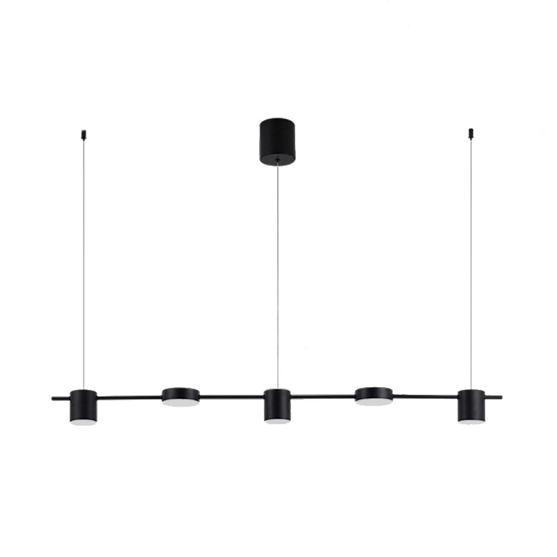 Drum Aluminium Eiland Hanglamp Modern Eenvoudig 3/5-Kops Zwart/Gouden Plafondlamp in Warm/Wit Licht