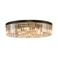 Vintage Circulaire Plafondlamp Metaal 4/6/8 Lichten met Heldere Kristallen Prisma in Zwart