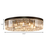 Vintage Circulaire Plafondlamp Metaal 4/6/8 Lichten met Heldere Kristallen Prisma in Zwart