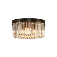Vintage Circulaire Plafondlamp Metaal 4/6/8 Lichten met Heldere Kristallen Prisma in Zwart
