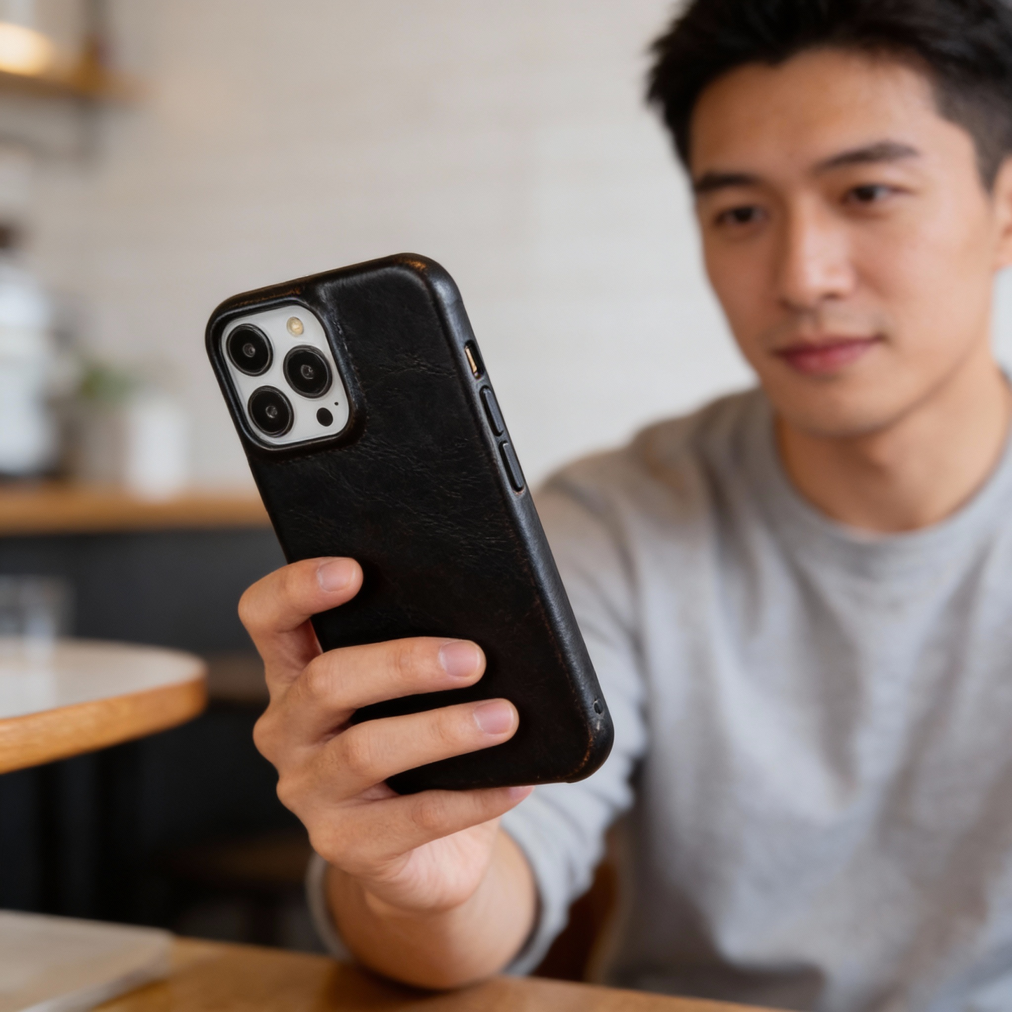 Leren Telefoonhoesje voor iPhone met Schokabsorberende Bescherming