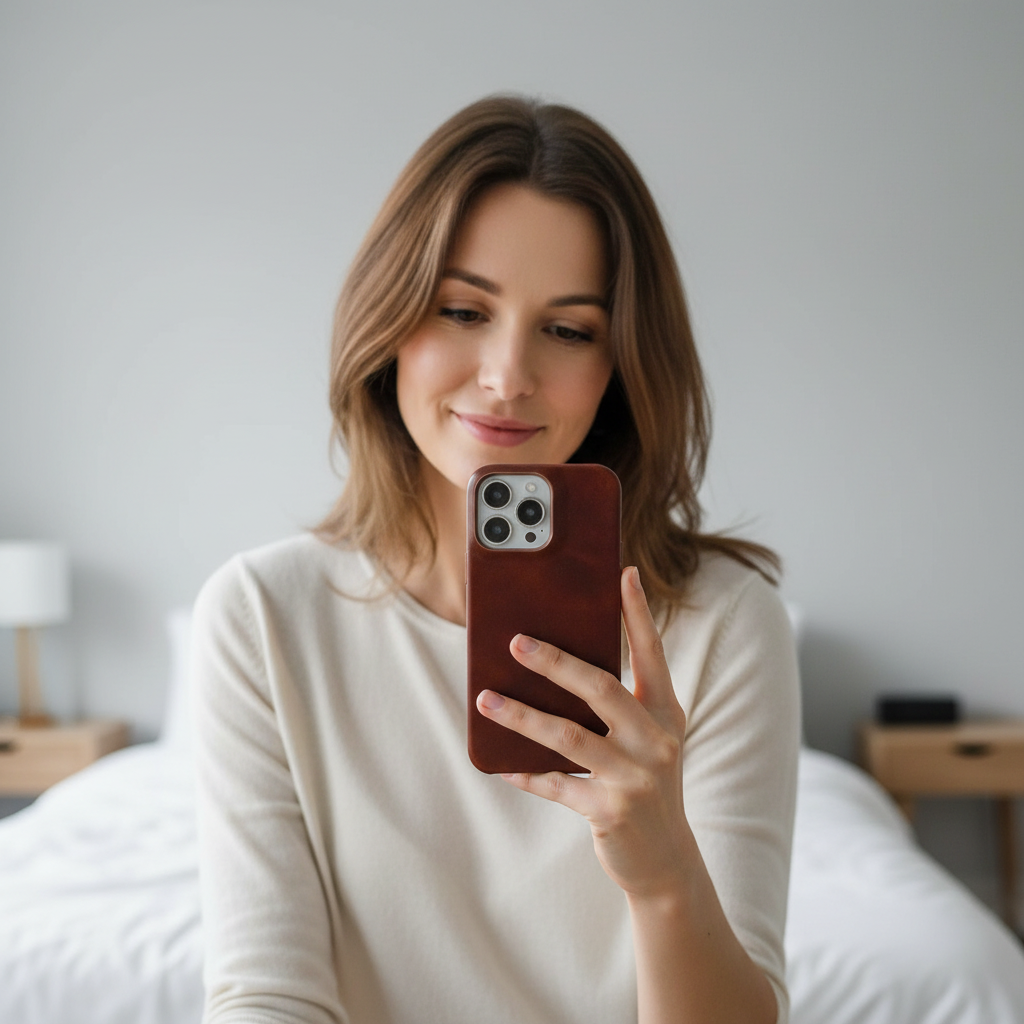 Leren Telefoonhoesje voor iPhone met Schokabsorberende Bescherming