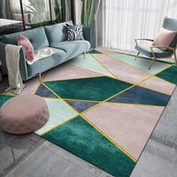 Roze en Groene Hedendaagse Vloerkleed Polyester Kleurblok Vloerkleed Wasbaar Antislip Achterkant Tapijt voor Woonkamer
