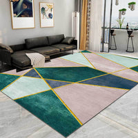 Roze en Groene Hedendaagse Vloerkleed Polyester Kleurblok Vloerkleed Wasbaar Antislip Achterkant Tapijt voor Woonkamer