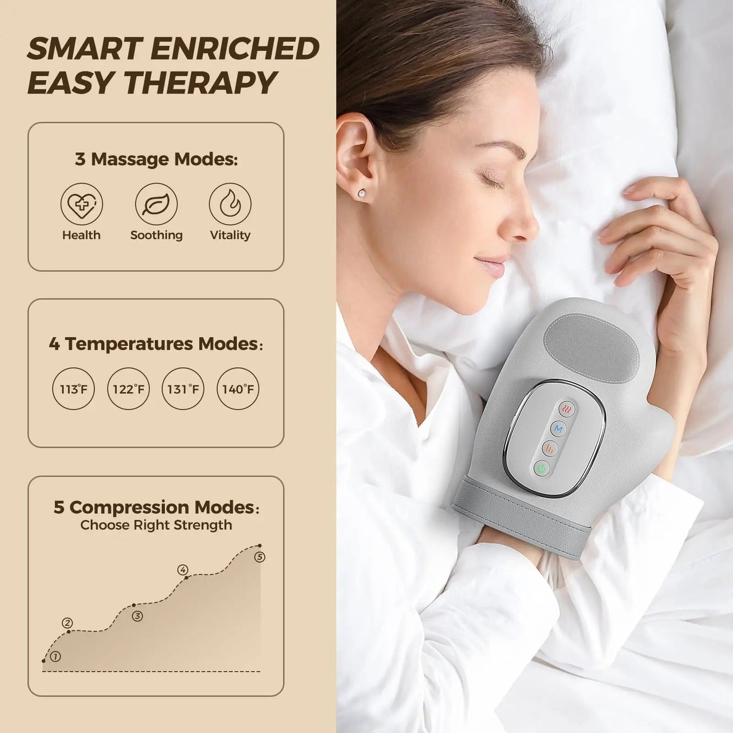 VelaPulse Handmassager Met Warmte En Luchtcompressie