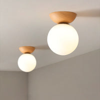 Glazen Bol Plafondlamp | Houtnerf Design