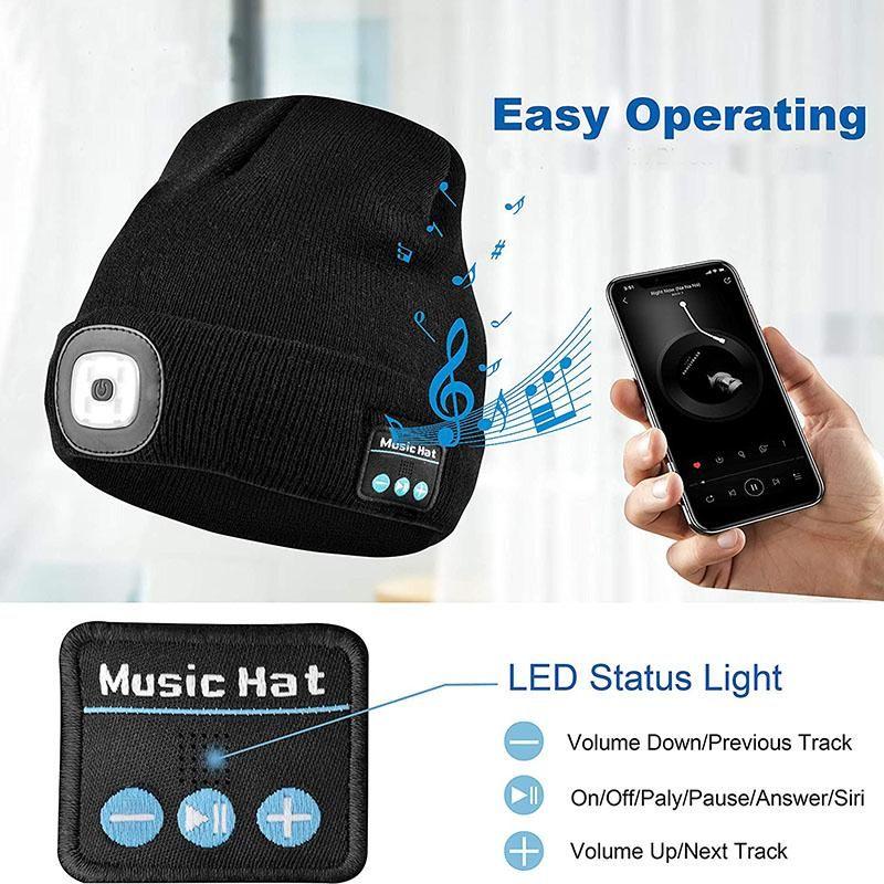 Geüpgrade Unisex Muzikale Bluetooth LED Beanie Hoed