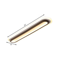 Ovale Plafondlamp Moderne Metalen LED Zwarte/Witte Plafondlamp met Acrylaat Diffuser in Wit/Warm Licht, 19"/23"/31" Breed
