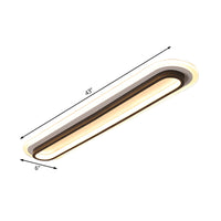 Ovale Plafondlamp Moderne Metalen LED Zwarte/Witte Plafondlamp met Acrylaat Diffuser in Wit/Warm Licht, 19"/23"/31" Breed