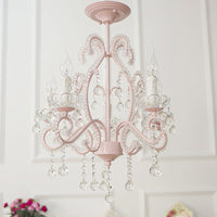 Slaapkamer Chandelier Meisjes, Nordic Style Hanglamp met Duidelijk Kristal en Kaars