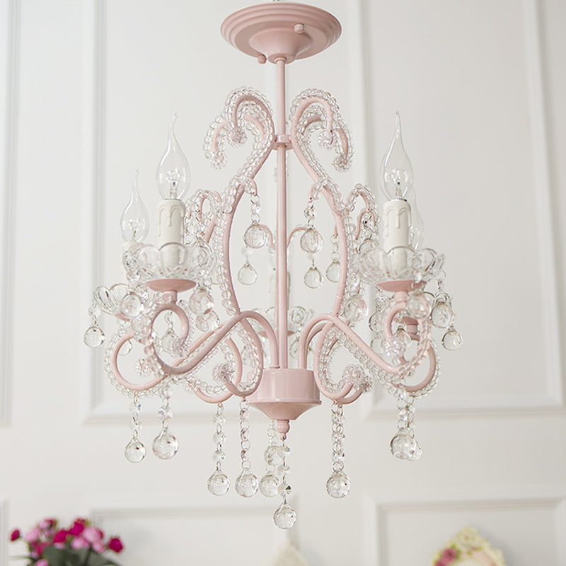 Slaapkamer Chandelier Meisjes, Nordic Style Hanglamp met Duidelijk Kristal en Kaars