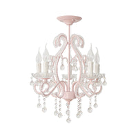 Slaapkamer Chandelier Meisjes, Nordic Style Hanglamp met Duidelijk Kristal en Kaars
