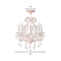Slaapkamer Chandelier Meisjes, Nordic Style Hanglamp met Duidelijk Kristal en Kaars