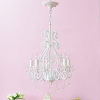Slaapkamer Chandelier Meisjes, Nordic Style Hanglamp met Duidelijk Kristal en Kaars