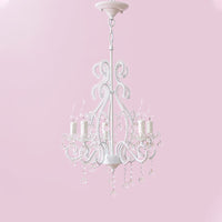 Slaapkamer Chandelier Meisjes, Nordic Style Hanglamp met Duidelijk Kristal en Kaars