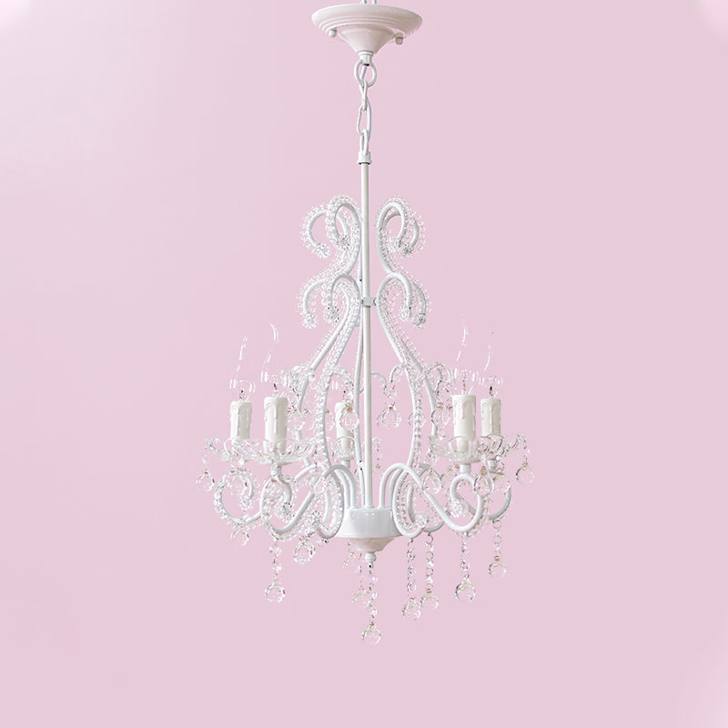 Slaapkamer Chandelier Meisjes, Nordic Style Hanglamp met Duidelijk Kristal en Kaars