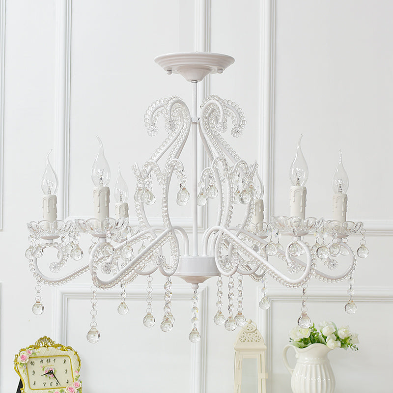 Slaapkamer Chandelier Meisjes, Nordic Style Hanglamp met Duidelijk Kristal en Kaars