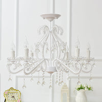 Slaapkamer Chandelier Meisjes, Nordic Style Hanglamp met Duidelijk Kristal en Kaars