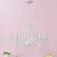 Slaapkamer Chandelier Meisjes, Nordic Style Hanglamp met Duidelijk Kristal en Kaars