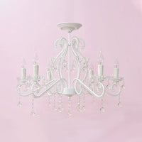 Slaapkamer Chandelier Meisjes, Nordic Style Hanglamp met Duidelijk Kristal en Kaars