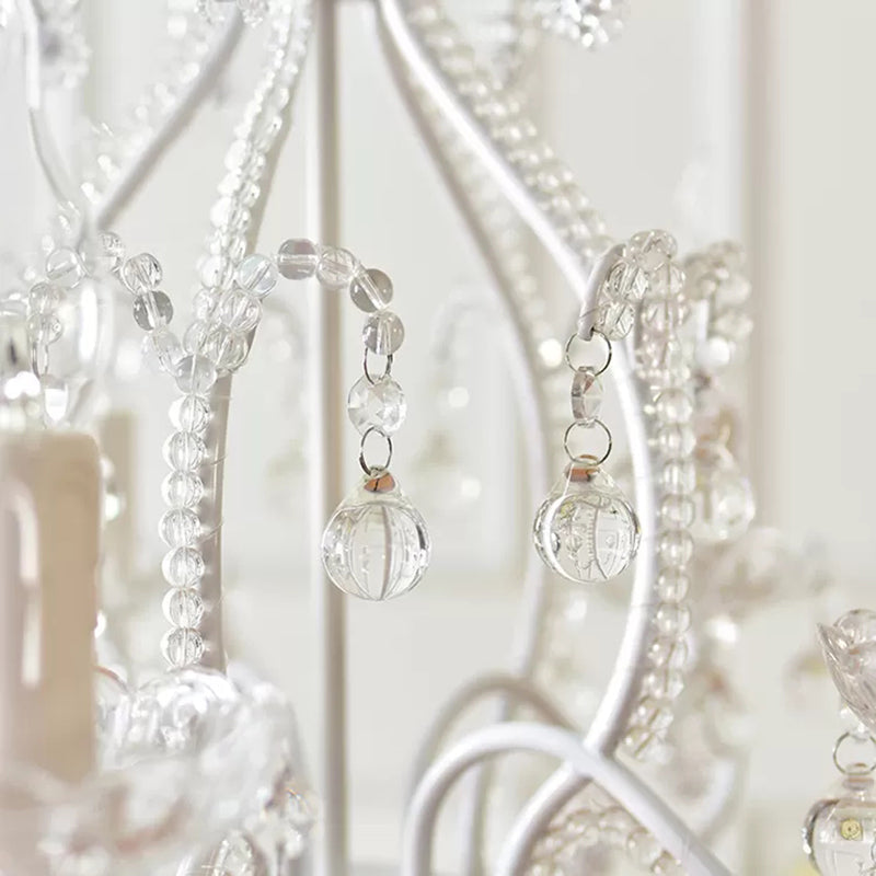 Slaapkamer Chandelier Meisjes, Nordic Style Hanglamp met Duidelijk Kristal en Kaars