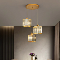 Vina Moderne Cluster Cilinder Glazen Hanglamp, Zwart/Goud