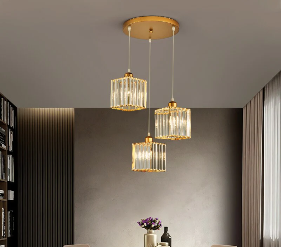 Vina Moderne Cluster Cilinder Glazen Hanglamp, Zwart/Goud