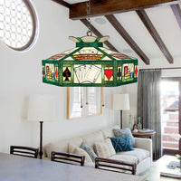 Poker Hanglamp Tiffany-Stijl 3 Lampen Wit-Geel/Groen-Wit Handgemaakt Kunsthars Glas Hanglamp, 18"/19.5" Breed