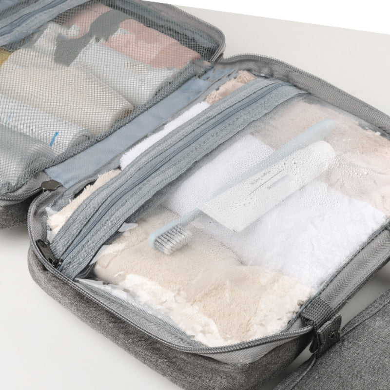 Travelique Reiskosmetik Organizer | Compact & Waterafstotend | Met 4 vakken & 360° haak | Voor dames & heren