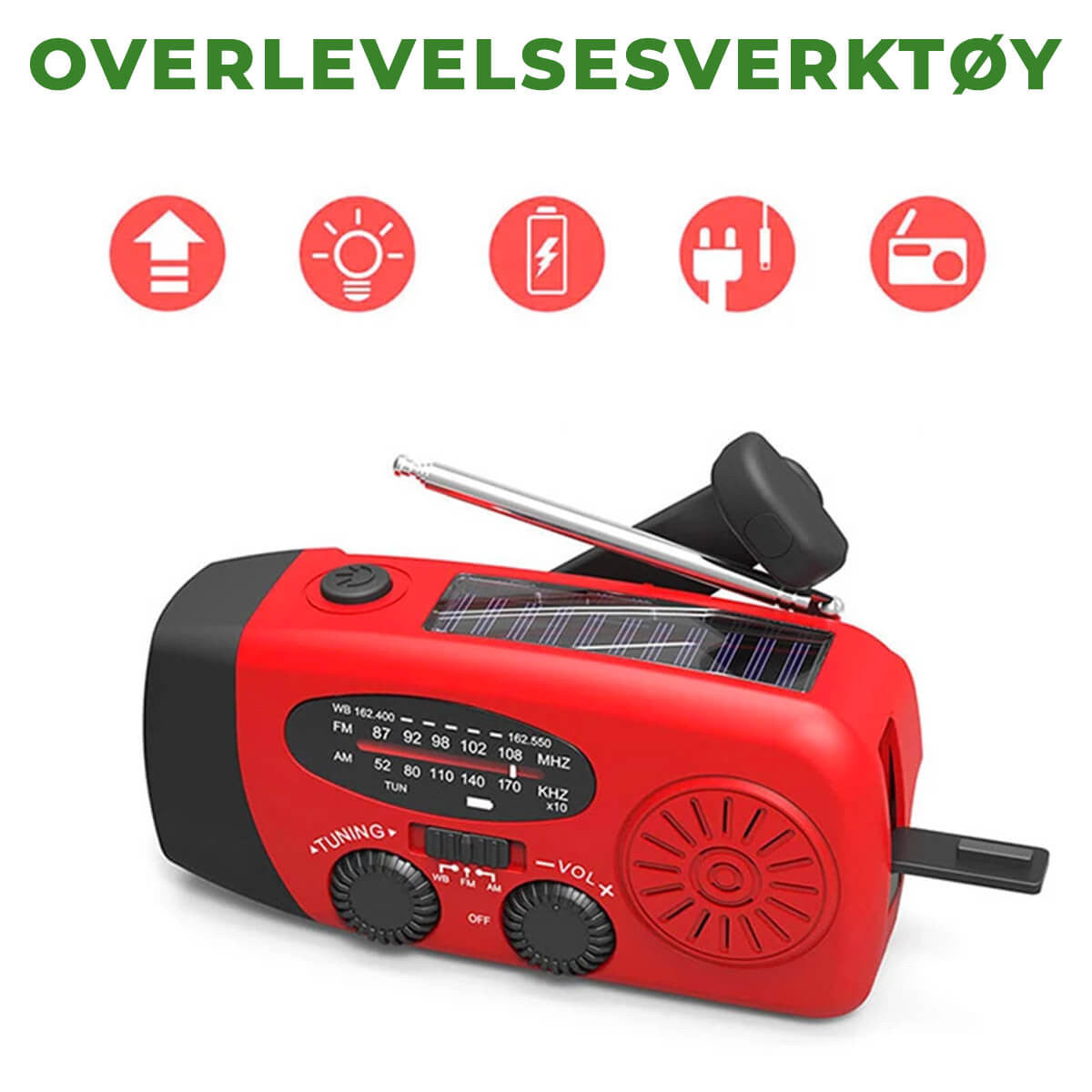 StormGuard - Noodradio met handcrank en zonnepaneel en powerbank
