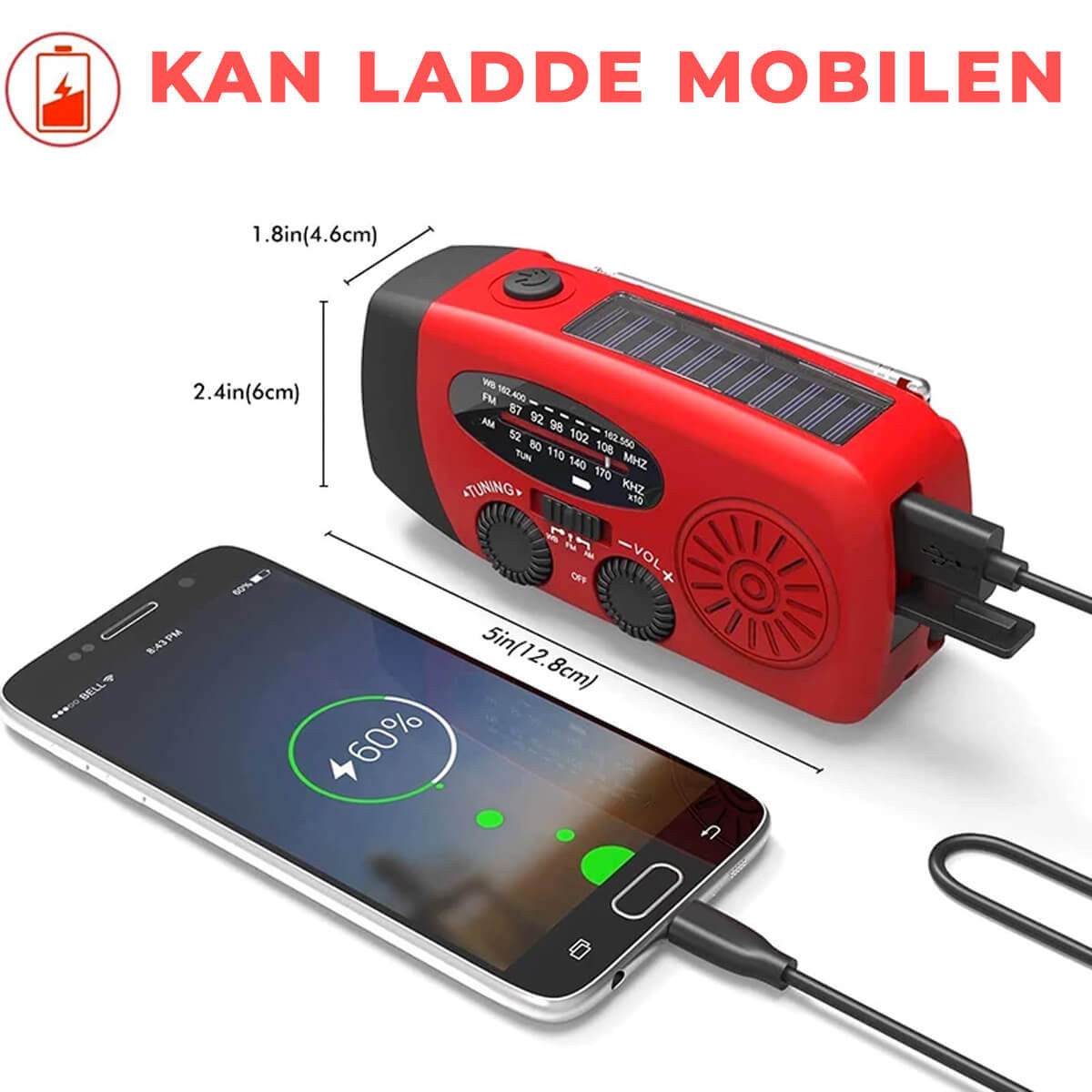 StormGuard - Noodradio met handcrank en zonnepaneel en powerbank