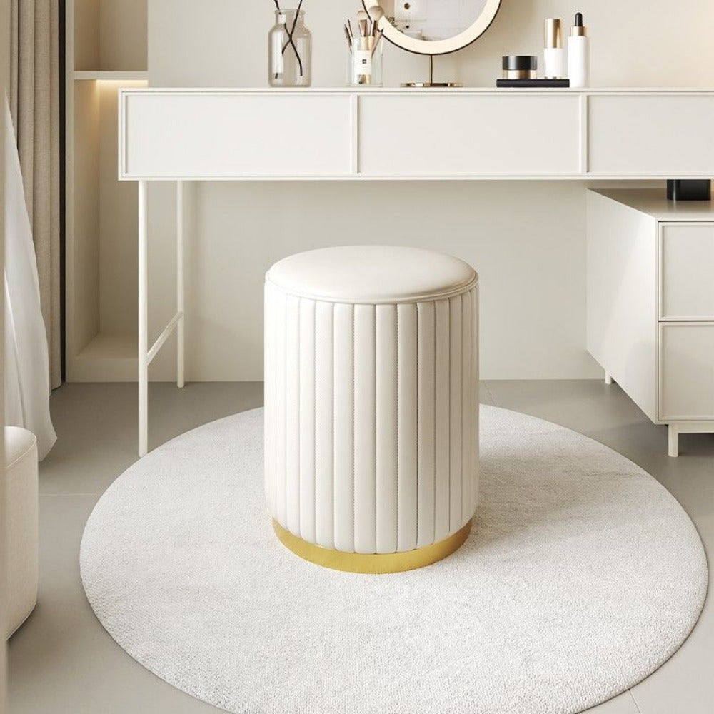 Nordic Chic Opberghocker – Stijlvolle Ronde Pouf met Opbergruimte en Spiegelafwerking