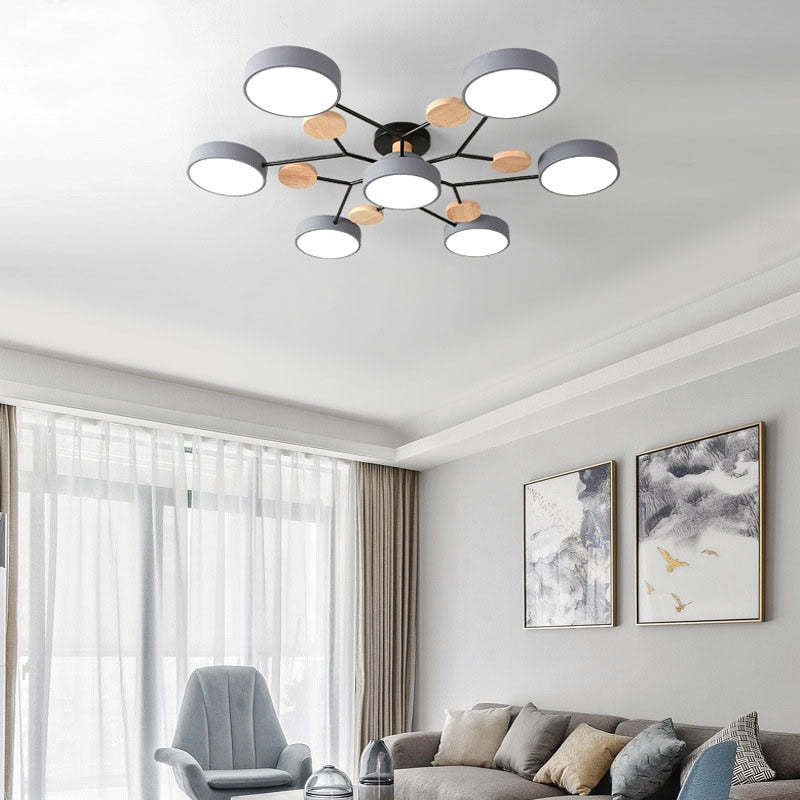 Muto Plafondlamp Hout Modern Rond LED Wit Slaap-/Woonkamer