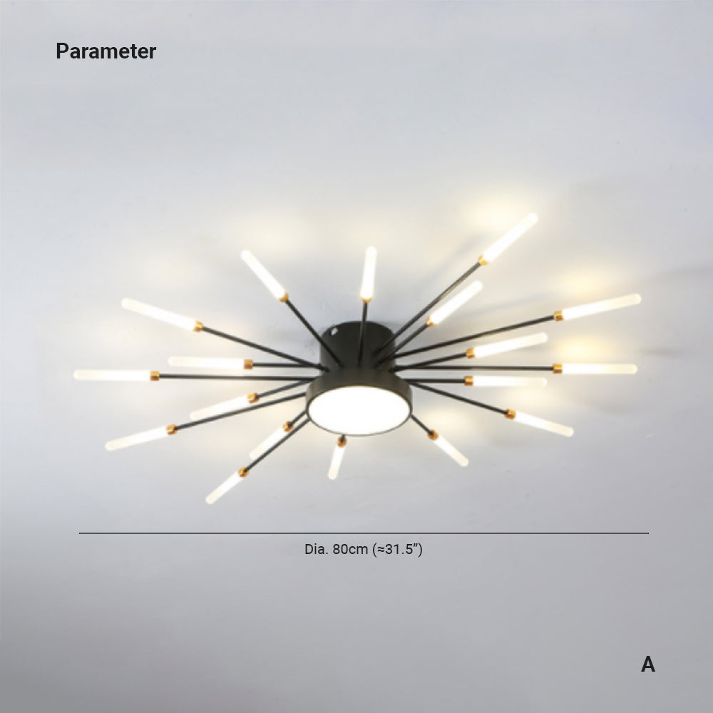 Wesley Plafondlamp Vuurwerk Lineair Modern Zwart/Goud