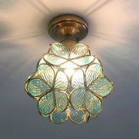 1 Lichtroze/Blauw/Groen/Helder Bloemmotief Plafondlamp Retro Stijl Glas-in-lood Plafondlamp voor Hal