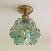1 Lichtroze/Blauw/Groen/Helder Bloemmotief Plafondlamp Retro Stijl Glas-in-lood Plafondlamp voor Hal