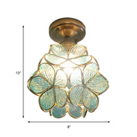 1 Lichtroze/Blauw/Groen/Helder Bloemmotief Plafondlamp Retro Stijl Glas-in-lood Plafondlamp voor Hal