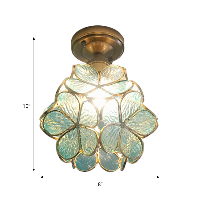 1 Lichtroze/Blauw/Groen/Helder Bloemmotief Plafondlamp Retro Stijl Glas-in-lood Plafondlamp voor Hal