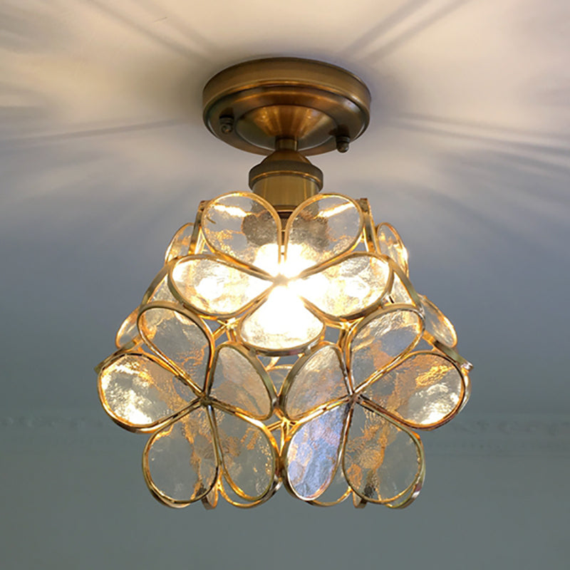 1 Lichtroze/Blauw/Groen/Helder Bloemmotief Plafondlamp Retro Stijl Glas-in-lood Plafondlamp voor Hal