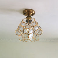 1 Lichtroze/Blauw/Groen/Helder Bloemmotief Plafondlamp Retro Stijl Glas-in-lood Plafondlamp voor Hal