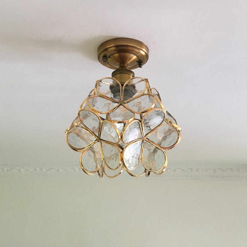 1 Lichtroze/Blauw/Groen/Helder Bloemmotief Plafondlamp Retro Stijl Glas-in-lood Plafondlamp voor Hal