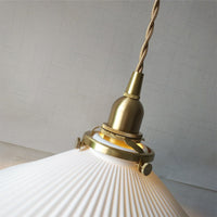 Geribbelde Kegel Eetkamer Hanglamp Keramiek 1 Licht Eenvoudige Stijl Hanglamp in Wit