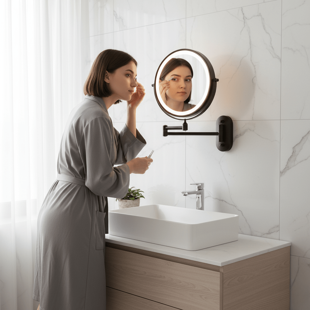 MAGNIFILUX – LED Vergrotende Spiegel met Instelbare Verlichting en Oplaadbare Accu