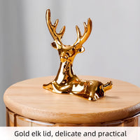 Elowen Stag Amber Afwerking Glazen Potten Set Van Drie Met Gouden Deksel